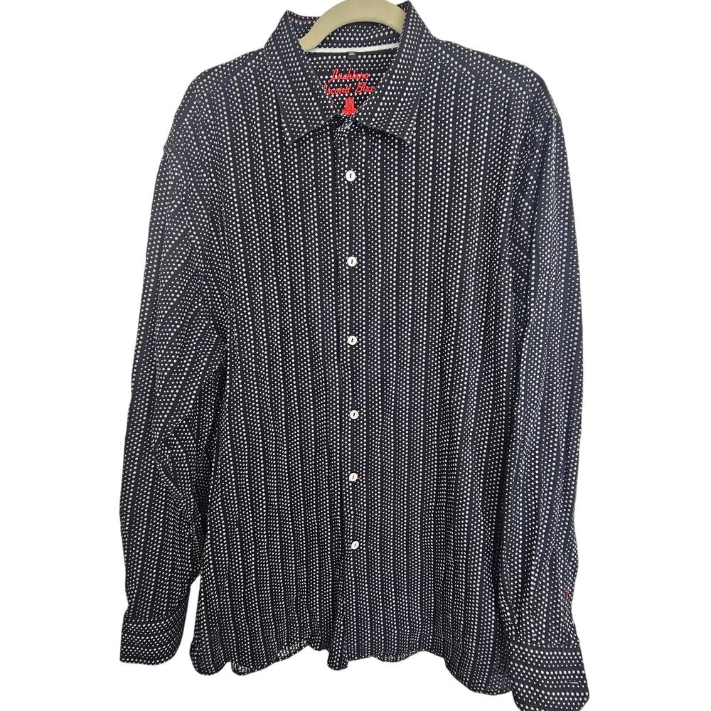 Luchiano Visconti Black Mens Geometric Polka Dot Shirt All Over Print Size XXL